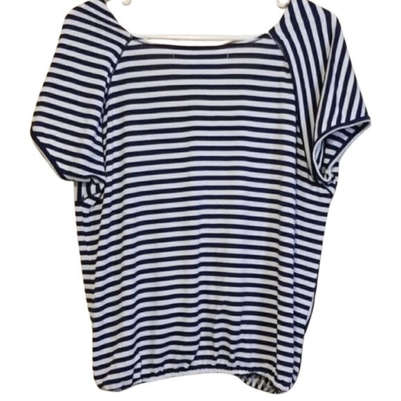 Max Studio Navy & White Stripe Top - Picture 2 of 3
